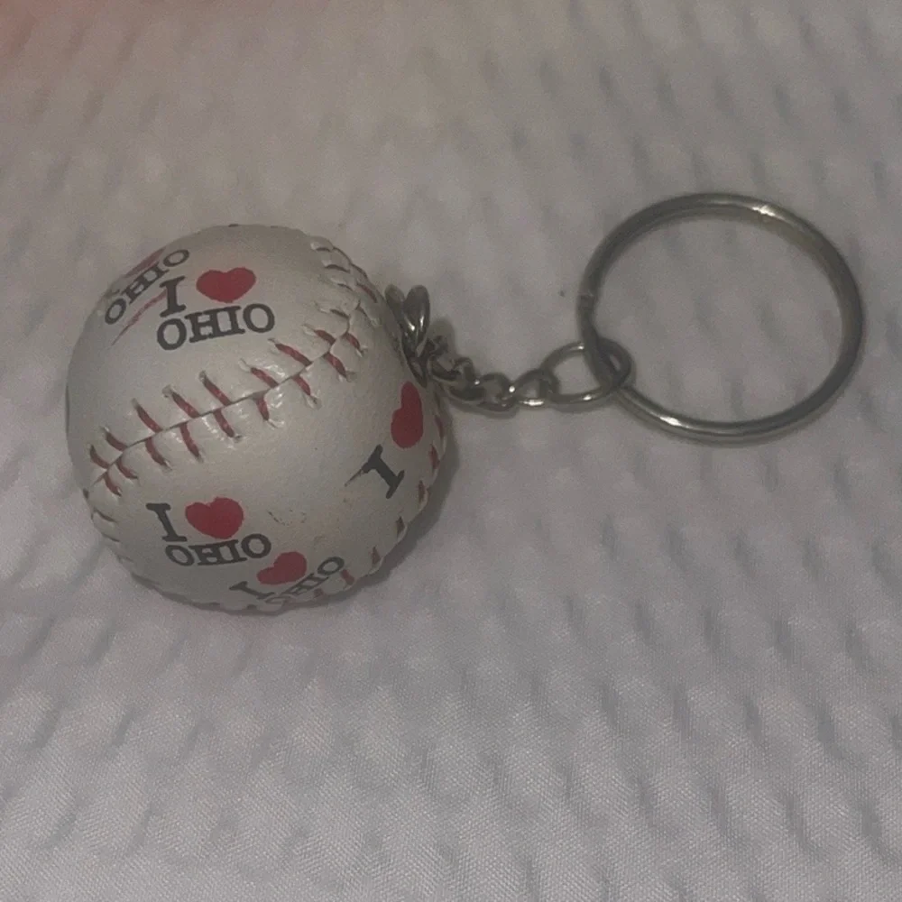 I Love Ohio Baseball Keychain